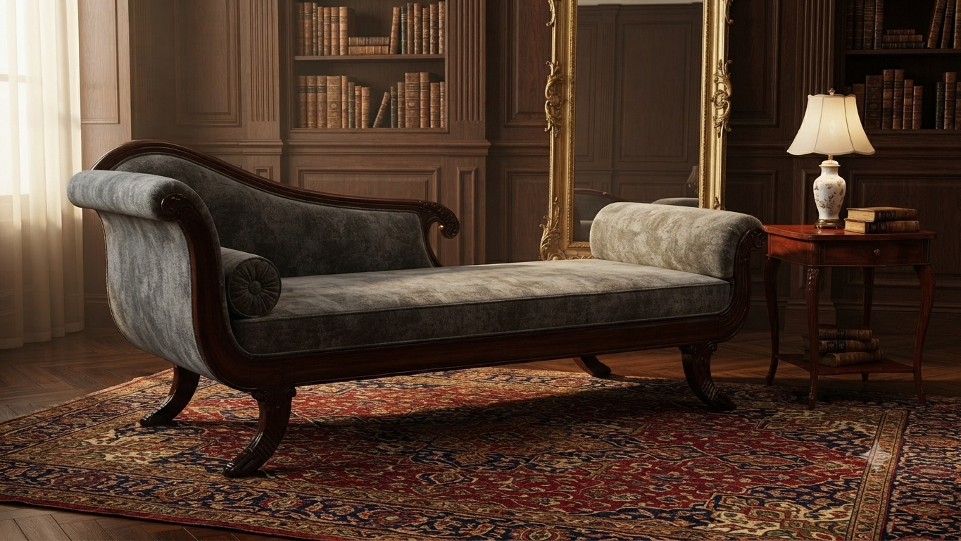Charcoal Velvet Chaise Diwan