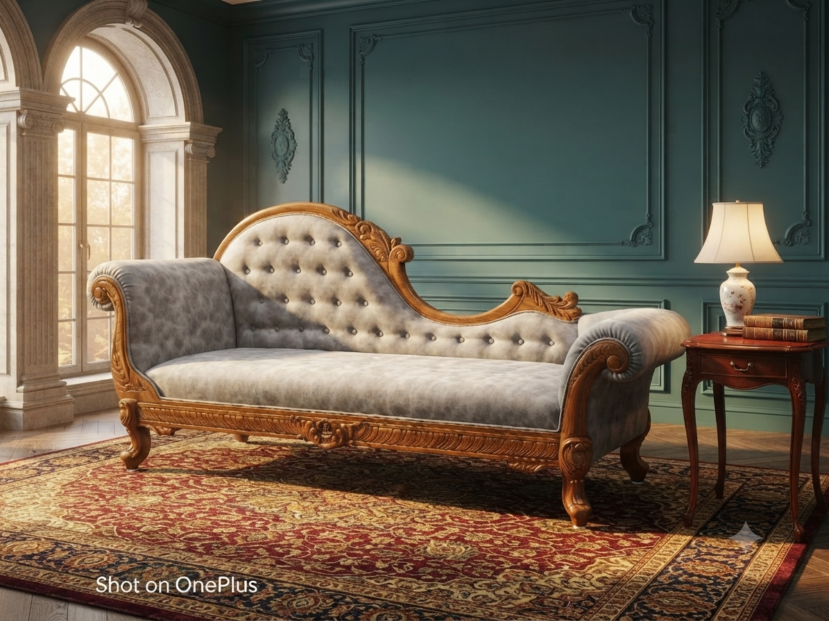 Heritage Grey Velvet Diwan