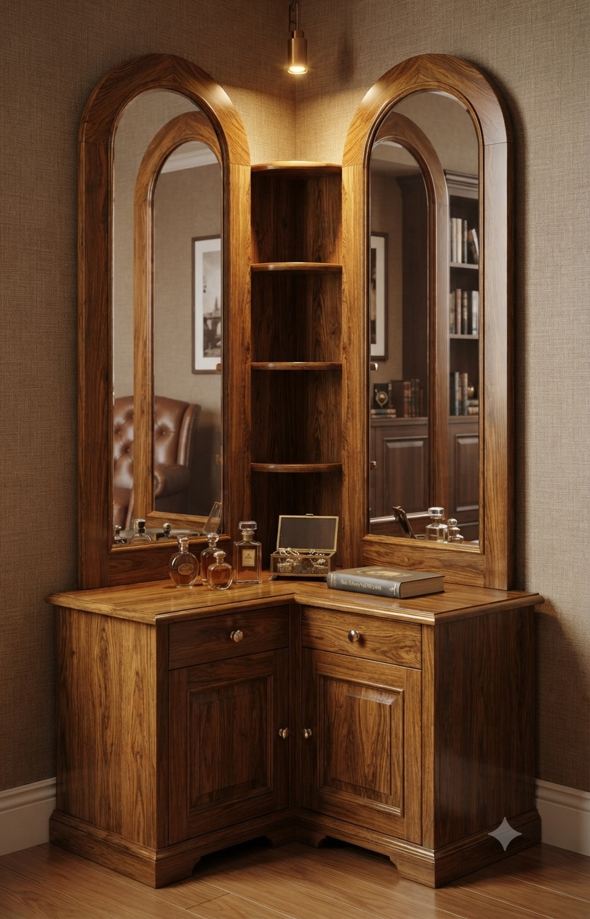 Corner Double Mirror Dressing Table