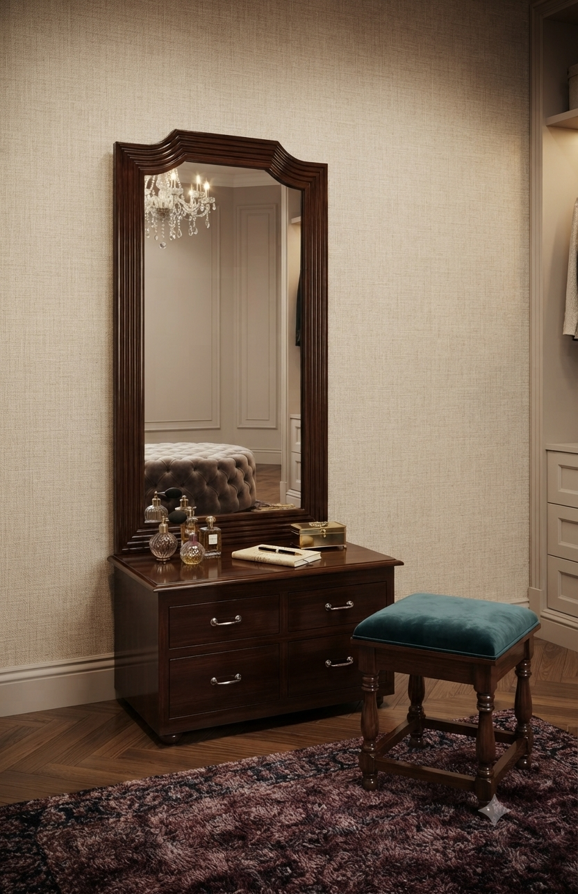 Dark Wood Mirror Dressing Table