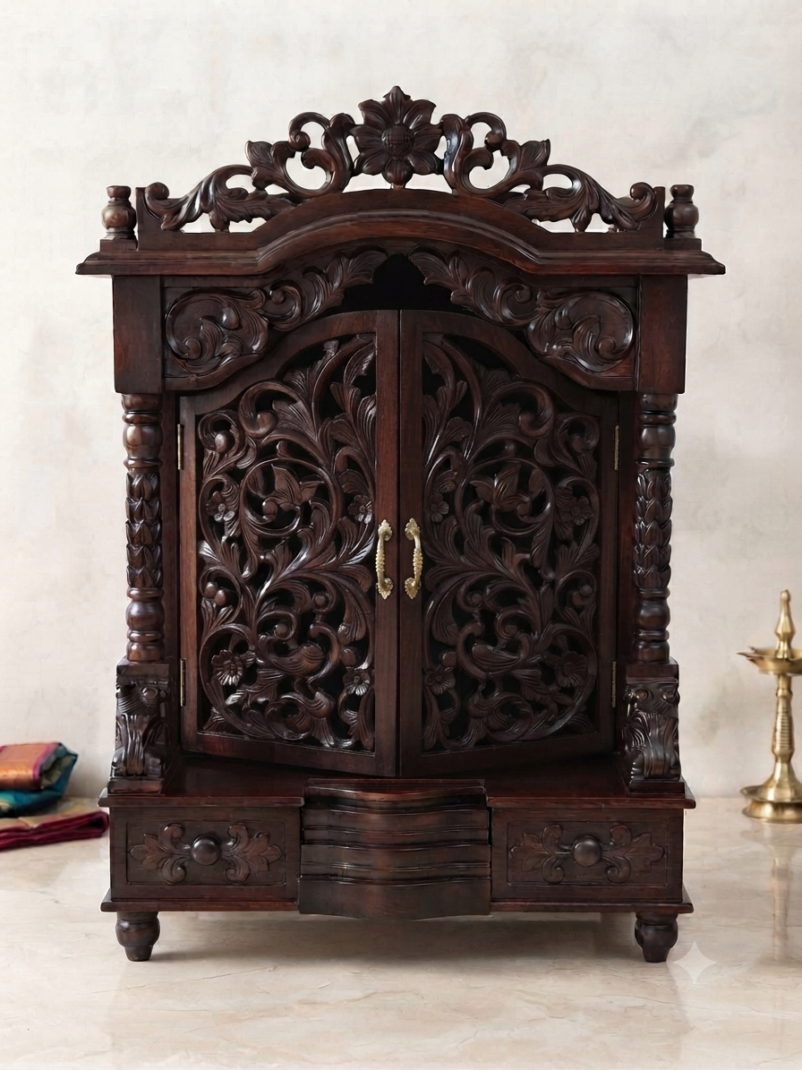 Sheesham Om Jali Mandir — Compact Desktop Size